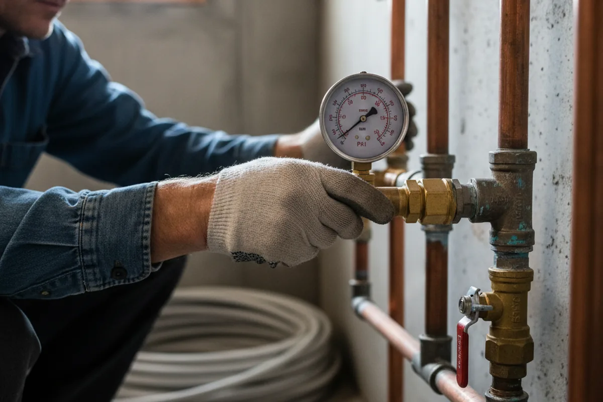 Pressure testing a repaired line during Water Line Repair in Annapolis
